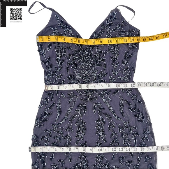 Marina Size 4 | Grey Beaded Metallic Tulle Dress | NWOT - Picture 5 of 16